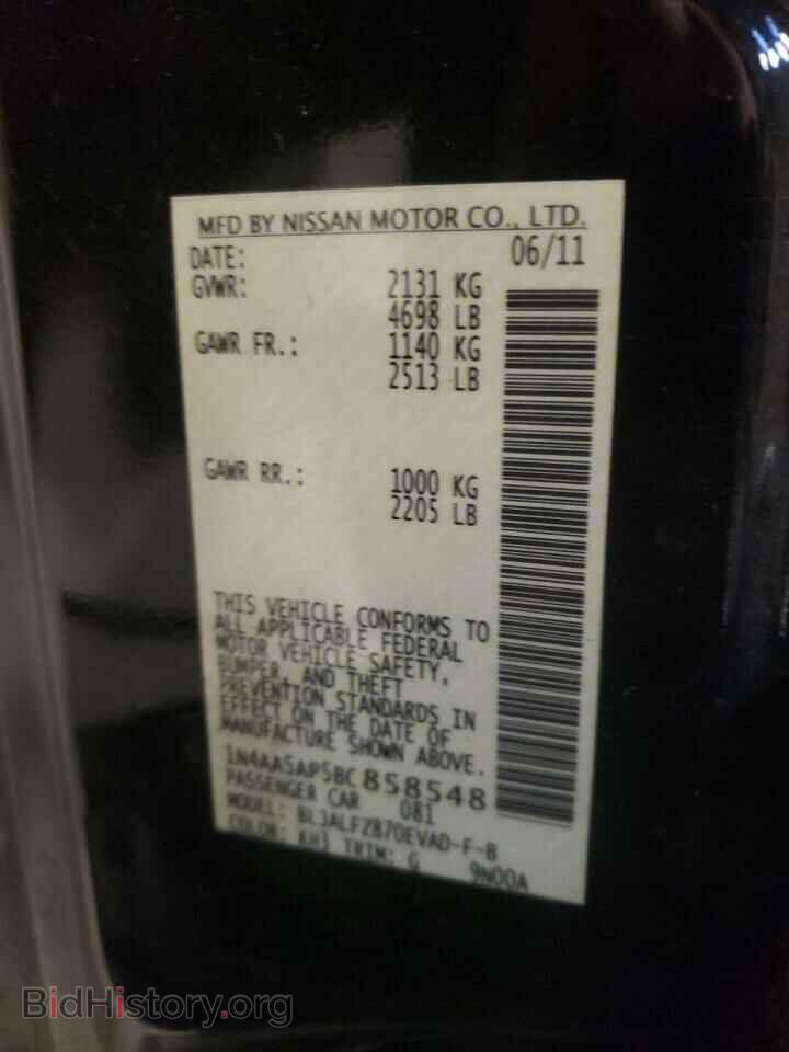 2011 NISSAN MAXIMA - VIN: 1N4AA5AP5BC858548 - Фото 10