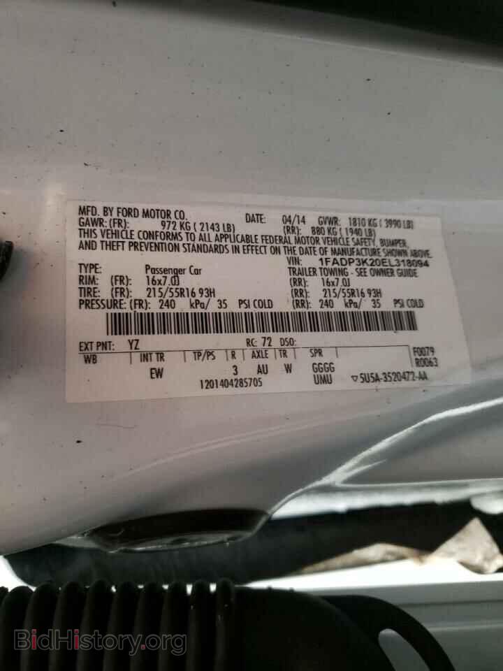 2014 FORD FOCUS - VIN: 1FADP3K20EL318094 - Фото 10