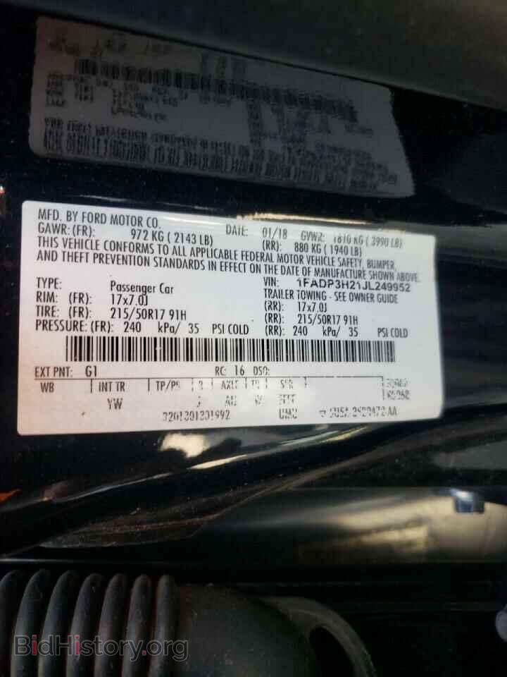 2018 FORD FOCUS - VIN: 1FADP3H21JL249952 - Фото 10