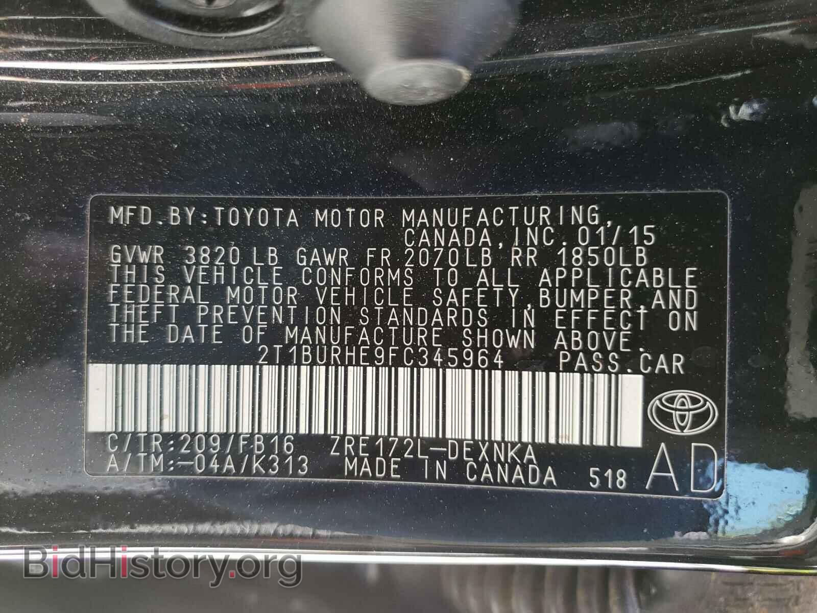 2015 TOYOTA COROLLA - VIN: 2T1BURHE9FC345964 - Photo 10