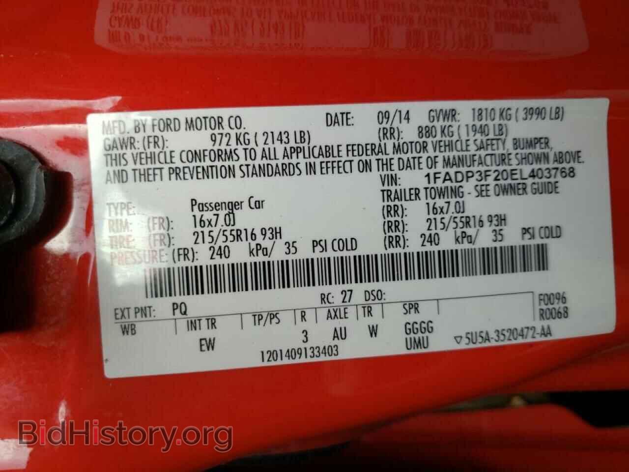 2014 FORD FOCUS - VIN: 1FADP3F20EL403768 - Фото 10