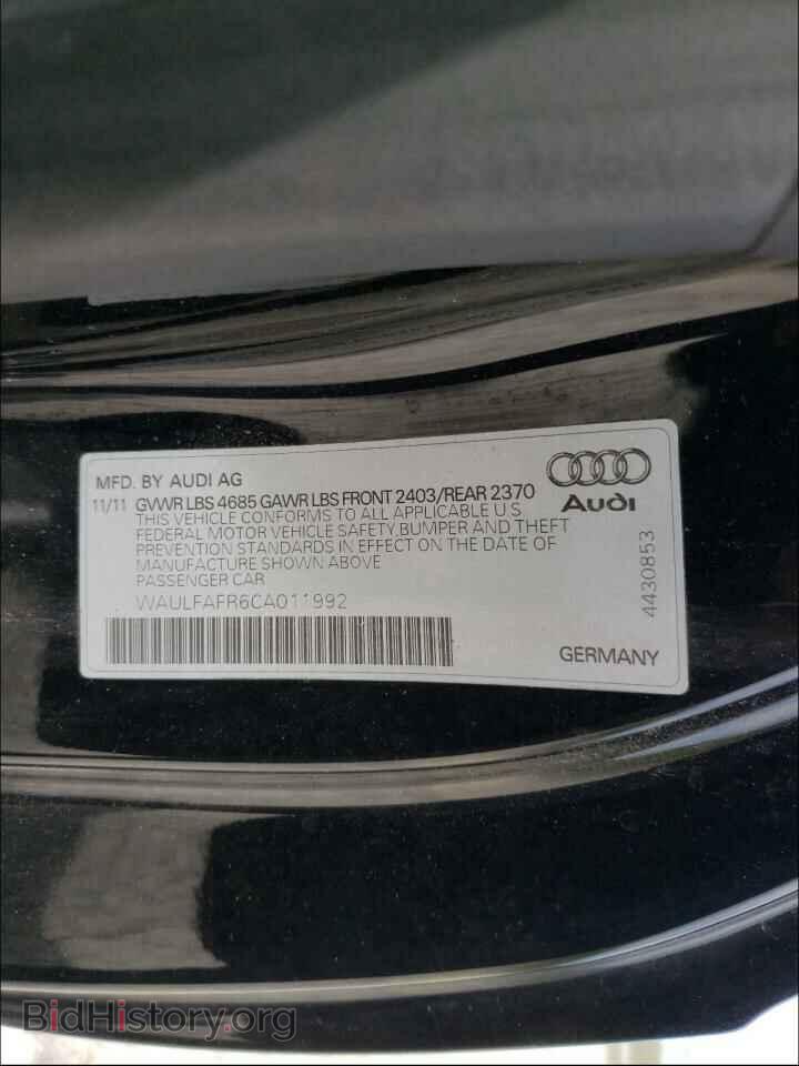 2012 AUDI A5 - VIN: WAULFAFR6CA011992 - Фото 10