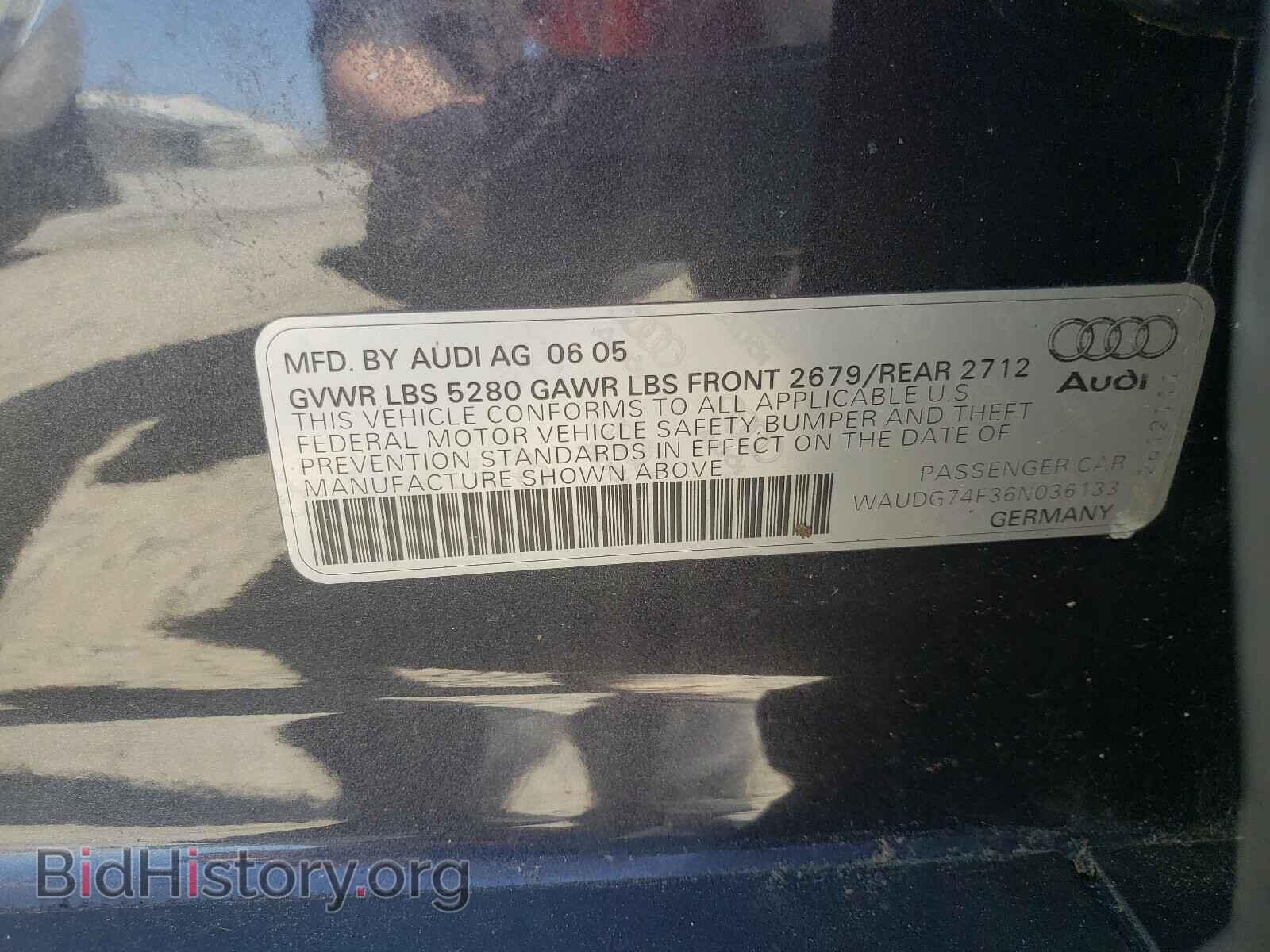 2006 AUDI A6 - VIN: WAUDG74F36N036133 - Фото 10