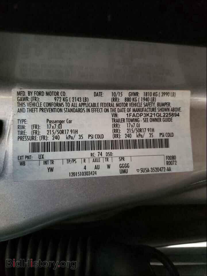 2016 FORD FOCUS - VIN: 1FADP3K21GL225894 - Photo 10