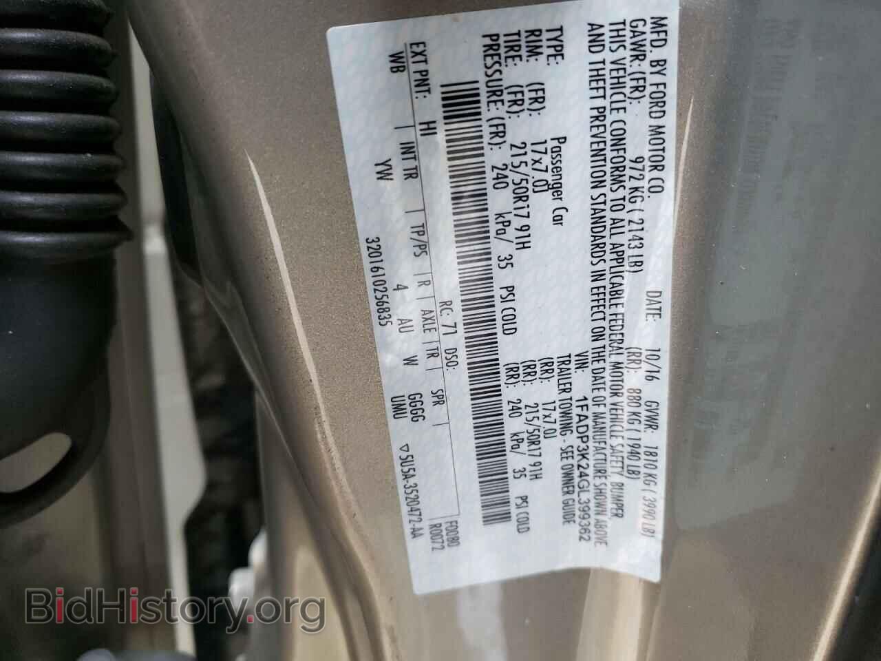 2016 FORD FOCUS - VIN: 1FADP3K24GL399362 - Фото 10