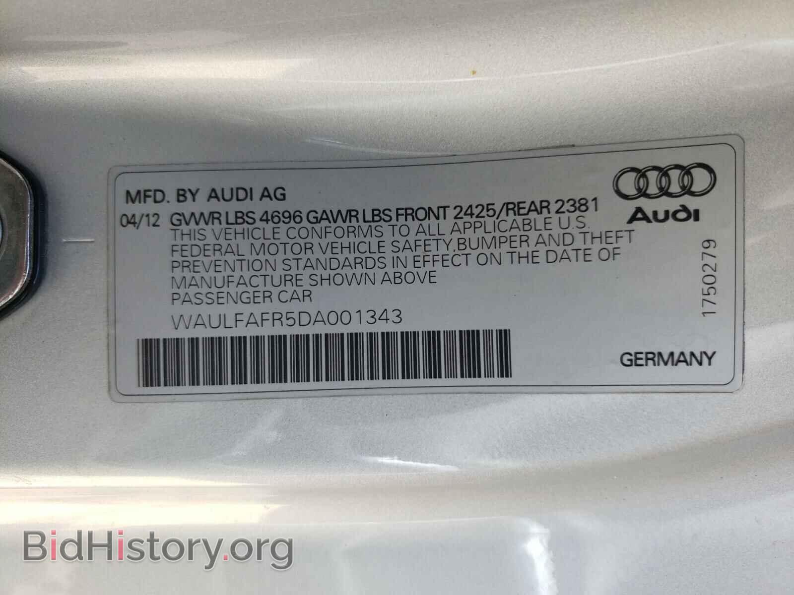 2013 AUDI A5 - VIN: WAULFAFR5DA001343 - Фото 10