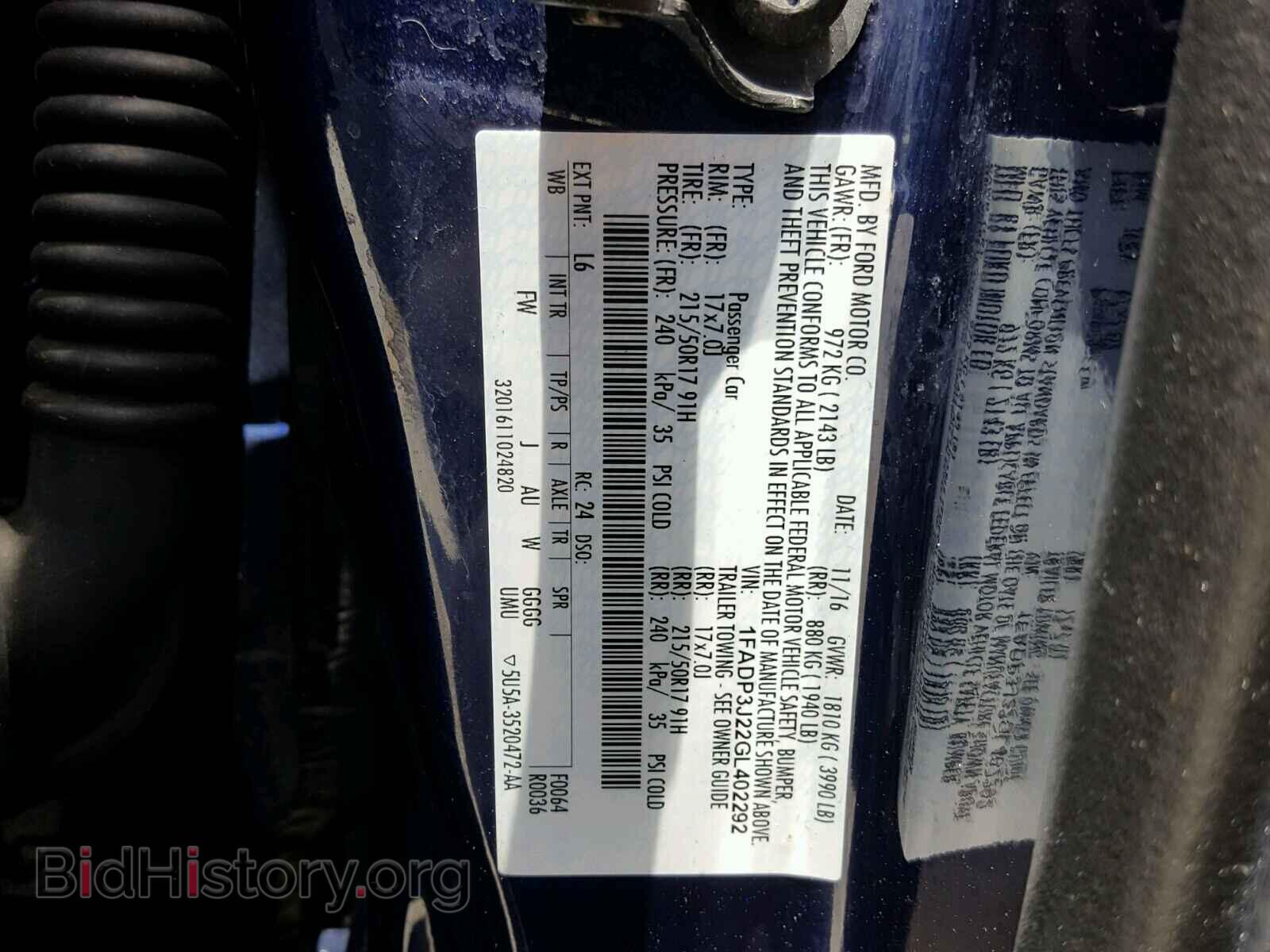 2016 FORD FOCUS - VIN: 1FADP3J22GL402292 - Фото 10