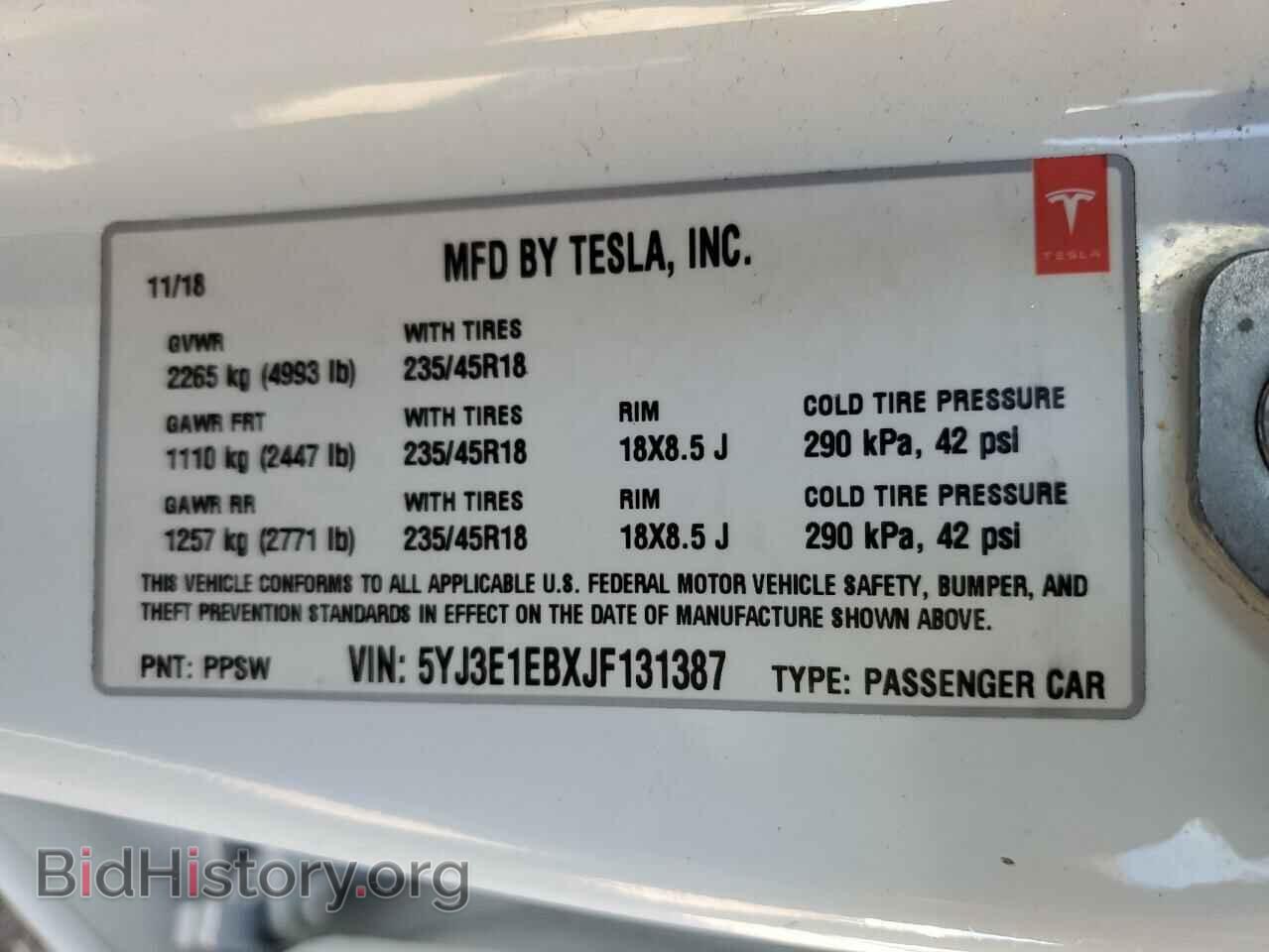 2018 TESLA MODEL 3 - VIN: 5YJ3E1EBXJF131387 - Photo 13