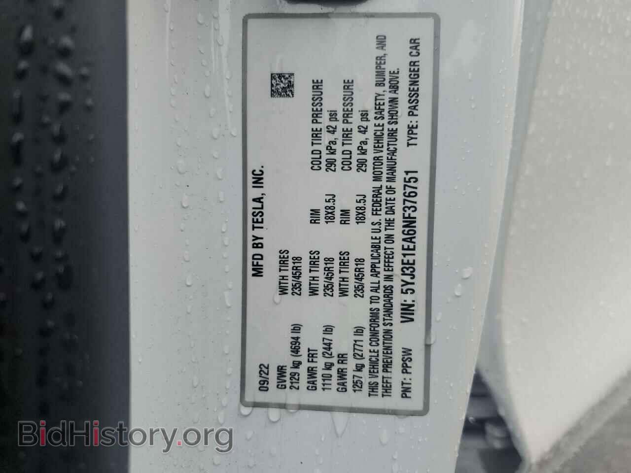 2022 TESLA MODEL 3 - VIN: 5YJ3E1EA6NF376751 - Фото 12