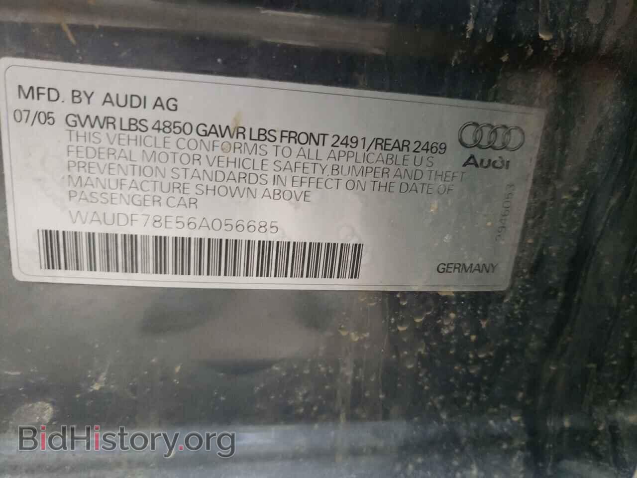 2006 AUDI A4 - VIN: WAUDF78E56A056685 - Фото 10