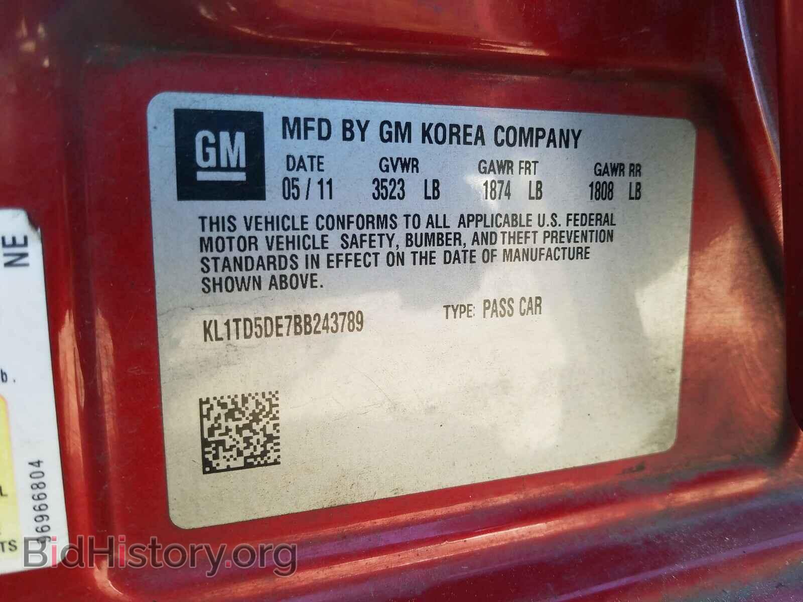 2011 CHEVROLET AVEO - VIN: KL1TD5DE7BB243789 - Фото 10