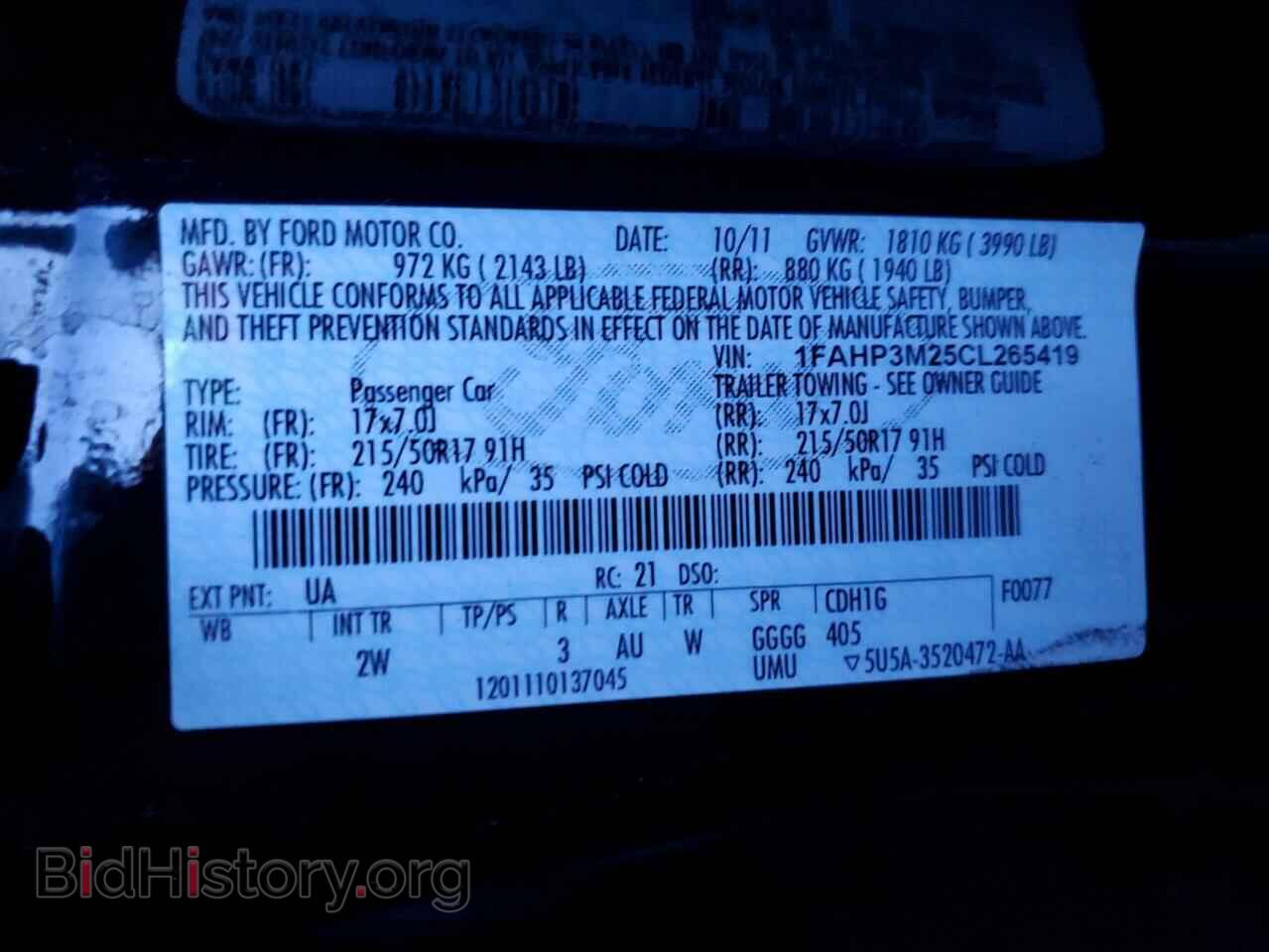 2012 FORD FOCUS - VIN: 1FAHP3M25CL265419 - Photo 12