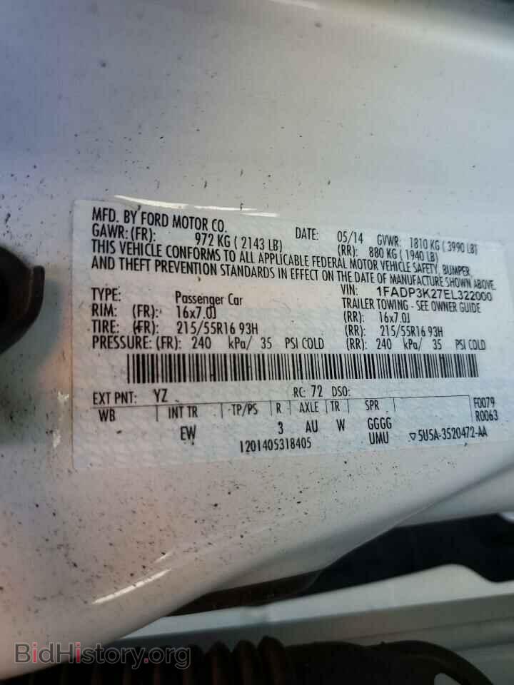 2014 FORD FOCUS - VIN: 1FADP3K27EL322000 - Фото 12