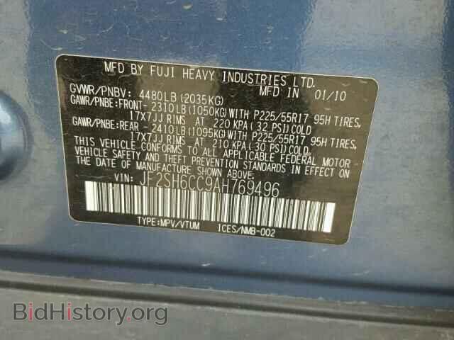 2010 SUBARU FORESTER - VIN: JF2SH6CC9AH769496 - Photo 10