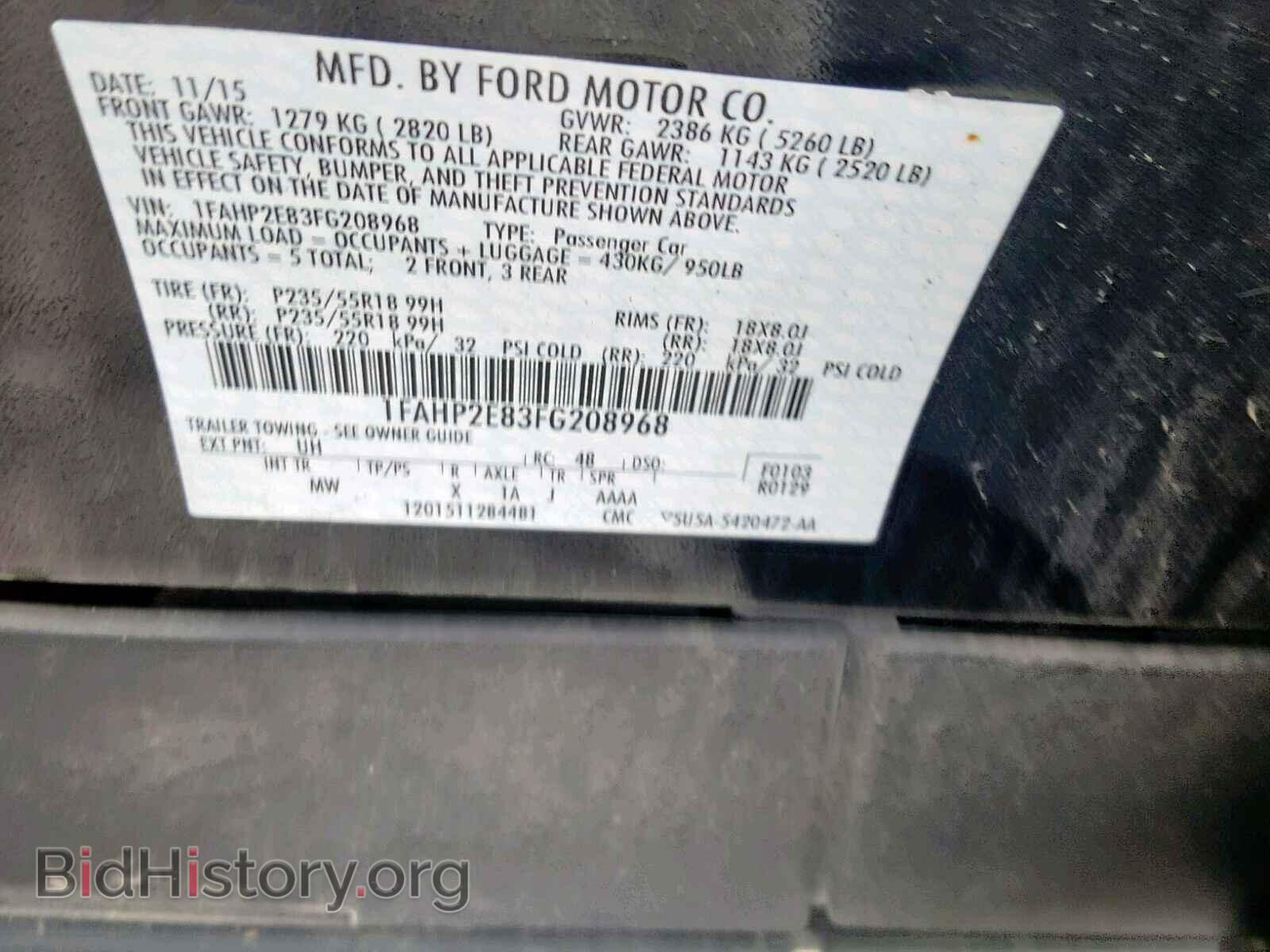 2015 FORD TAURUS - VIN: 1FAHP2E83FG208968 - Photo 10