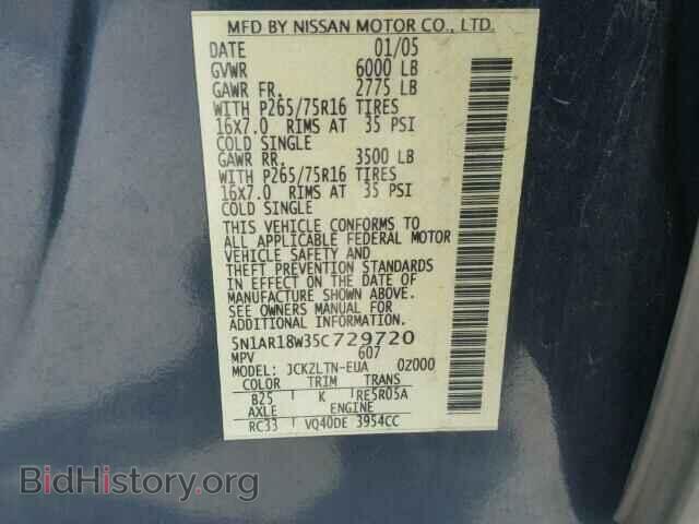 2005 NISSAN PATHFINDER - VIN: 5N1AR18W35C729720 - Фото 10