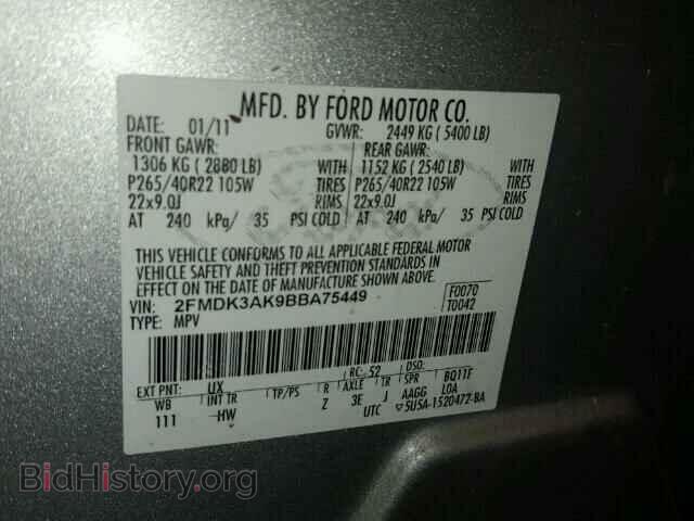 2011 FORD EDGE - VIN: 2FMDK3AK9BBA75449 - Фото 10