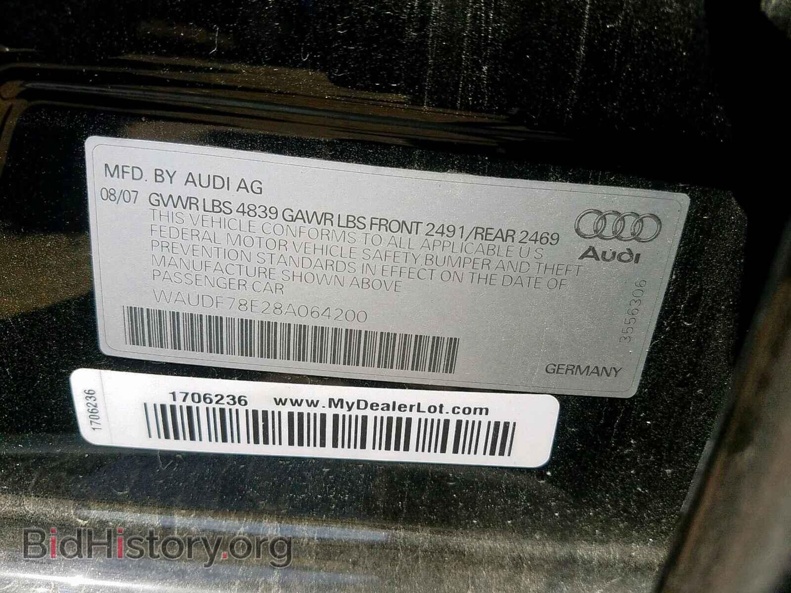 2008 AUDI A4 - VIN: WAUDF78E28A064200 - Фото 10