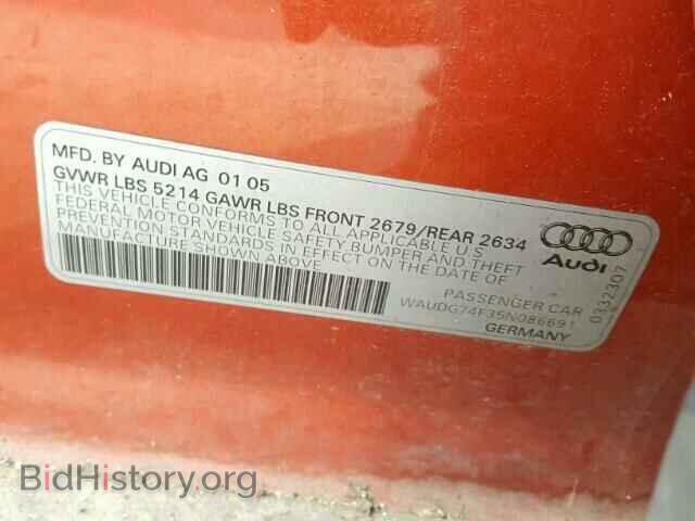 2005 AUDI A6 - VIN: WAUDG74F35N086691 - Фото 10