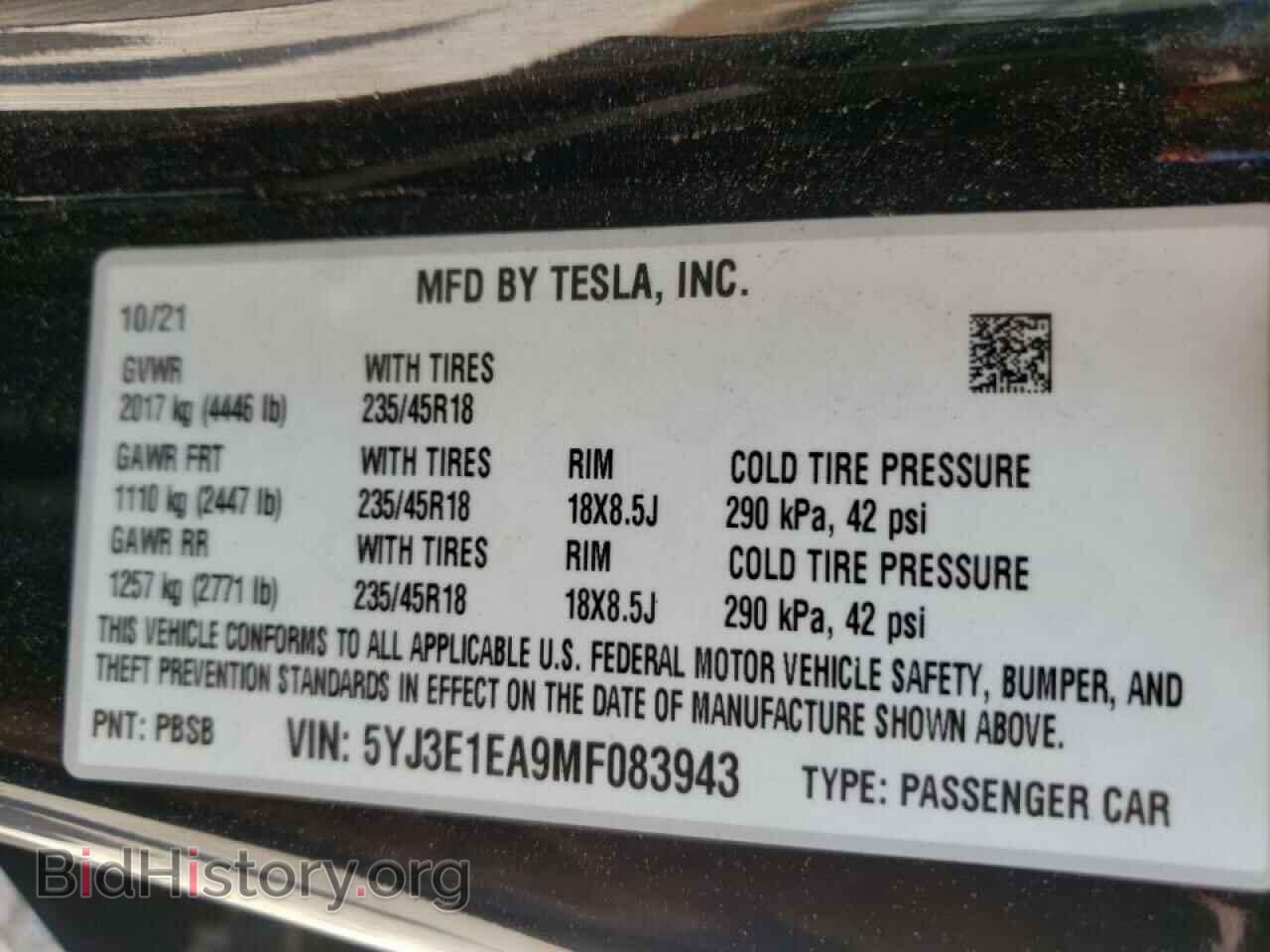 2021 TESLA MODEL 3 - VIN: 5YJ3E1EA9MF083943 - Photo 10