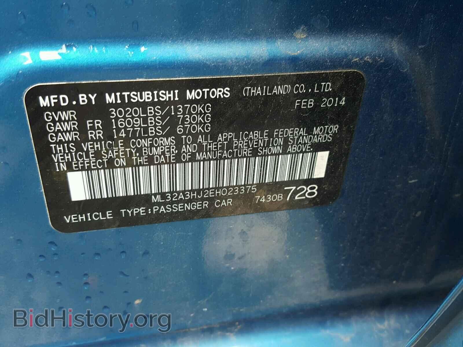 2014 MITSUBISHI MIRAGE - VIN: ML32A3HJ2EH023375 - Фото 10