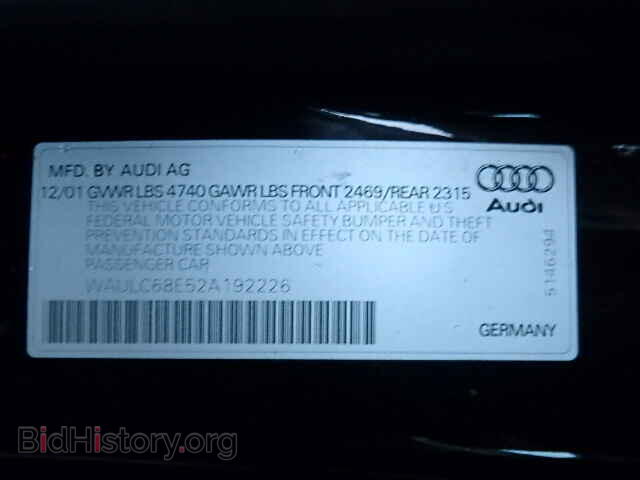 2002 AUDI A4 - VIN: WAULC68E52A192226 - Photo 9