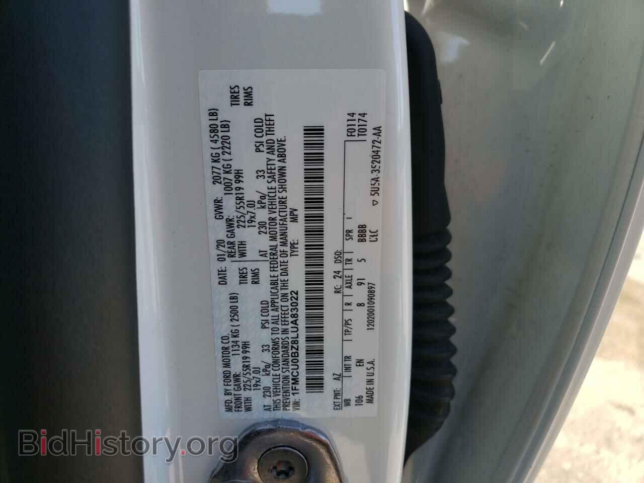 2020 FORD ESCAPE - VIN: 1FMCU0BZ8LUA83022 - Фото 13