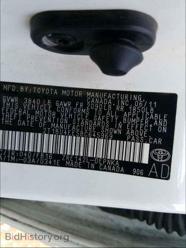 2011 TOYOTA COROLLA - VIN: 2T1BU4EE5BC645969 - Фото 10