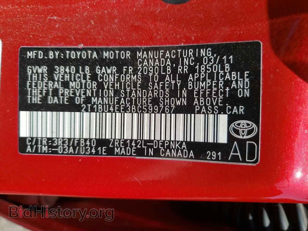 2011 TOYOTA COROLLA - VIN: 2T1BU4EE3BC599767 - Фото 10