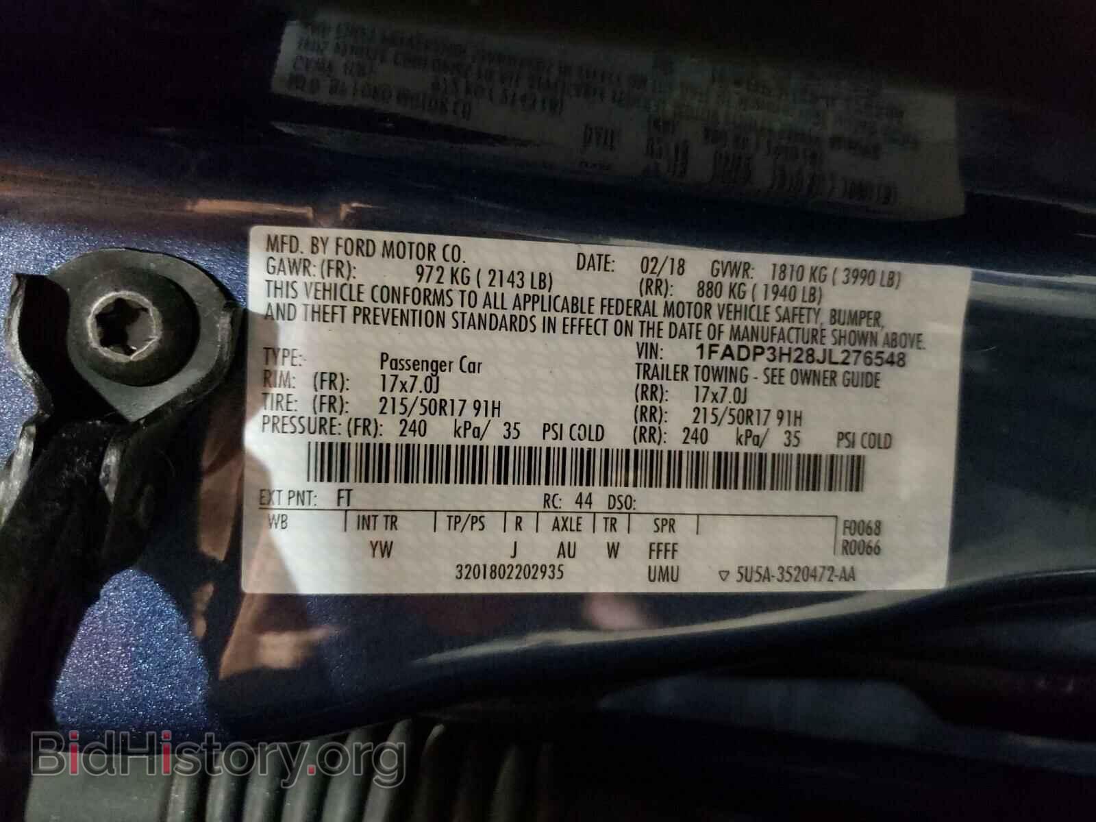 2018 FORD FOCUS - VIN: 1FADP3H28JL276548 - Photo 10
