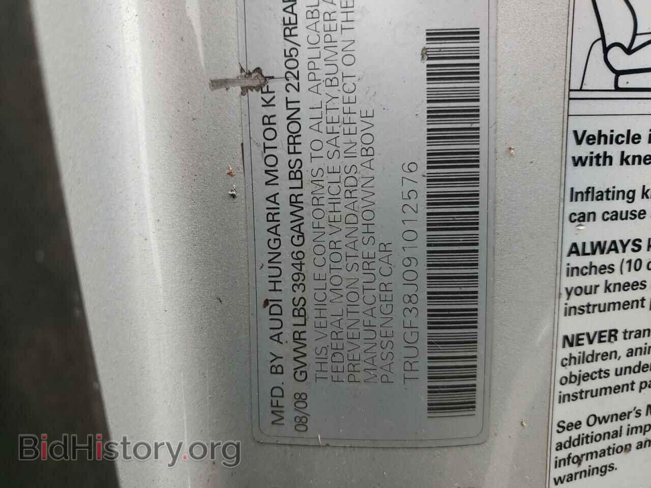 2009 AUDI TT - VIN: TRUGF38J091012576 - Фото 10