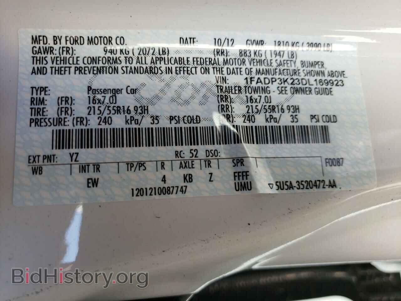 2013 FORD FOCUS - VIN: 1FADP3K23DL169923 - Фото 10