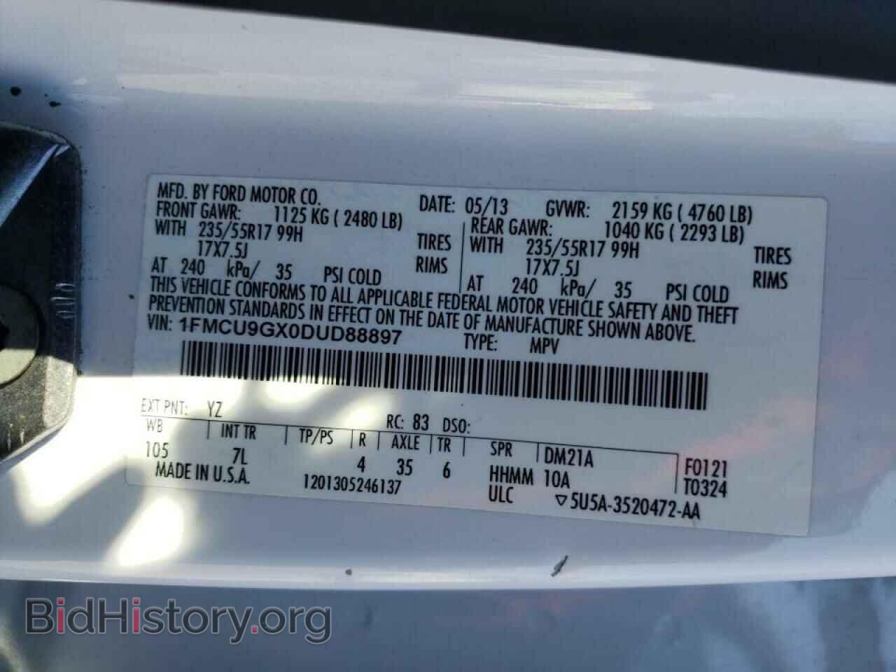 2013 FORD ESCAPE - VIN: 1FMCU9GX0DUD88897 - Фото 13