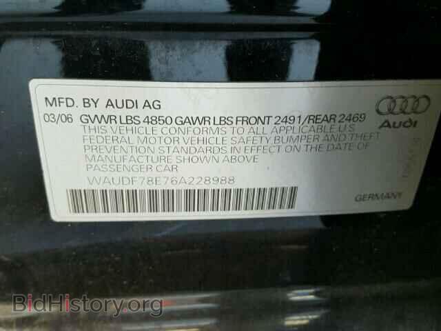2006 AUDI A4 - VIN: WAUDF78E76A228988 - Фото 9