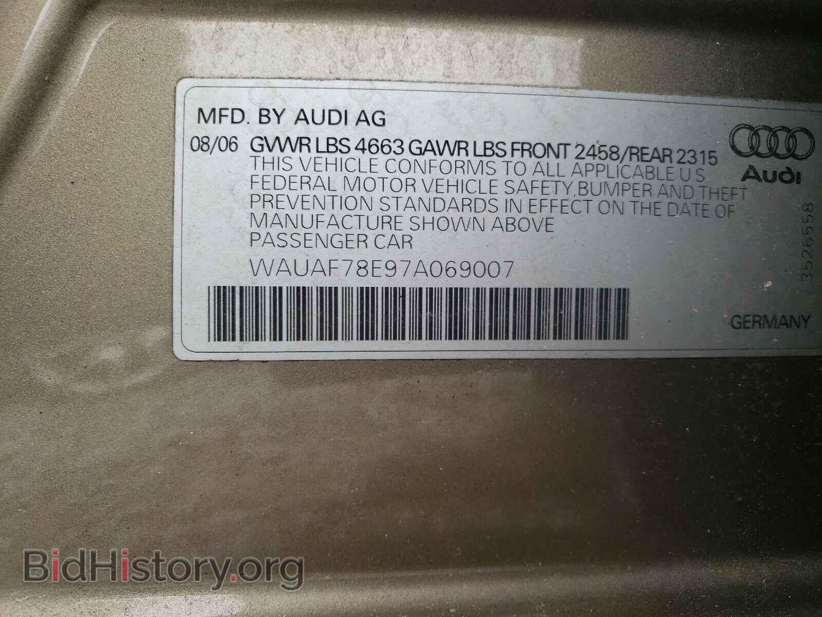 2007 AUDI A4 - VIN: WAUAF78E97A069007 - Photo 10