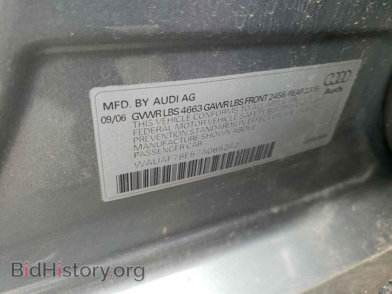 2007 AUDI A4 - VIN: WAUAF78E57A086242 - Фото 10
