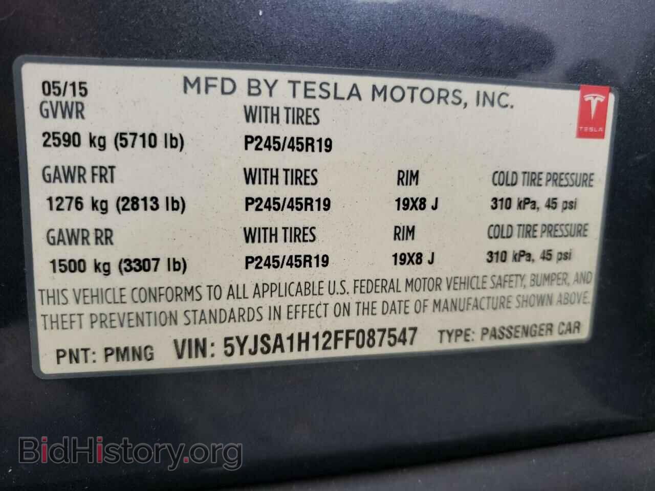 2015 TESLA MODEL S - VIN: 5YJSA1H12FF087547 - Photo 10