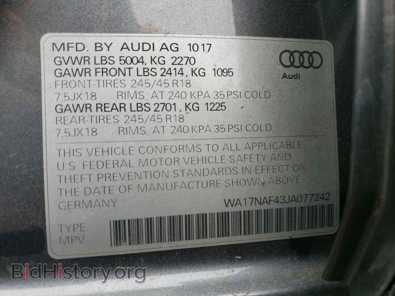 2018 AUDI A4 - VIN: WA17NAF43JA077242 - Фото 12