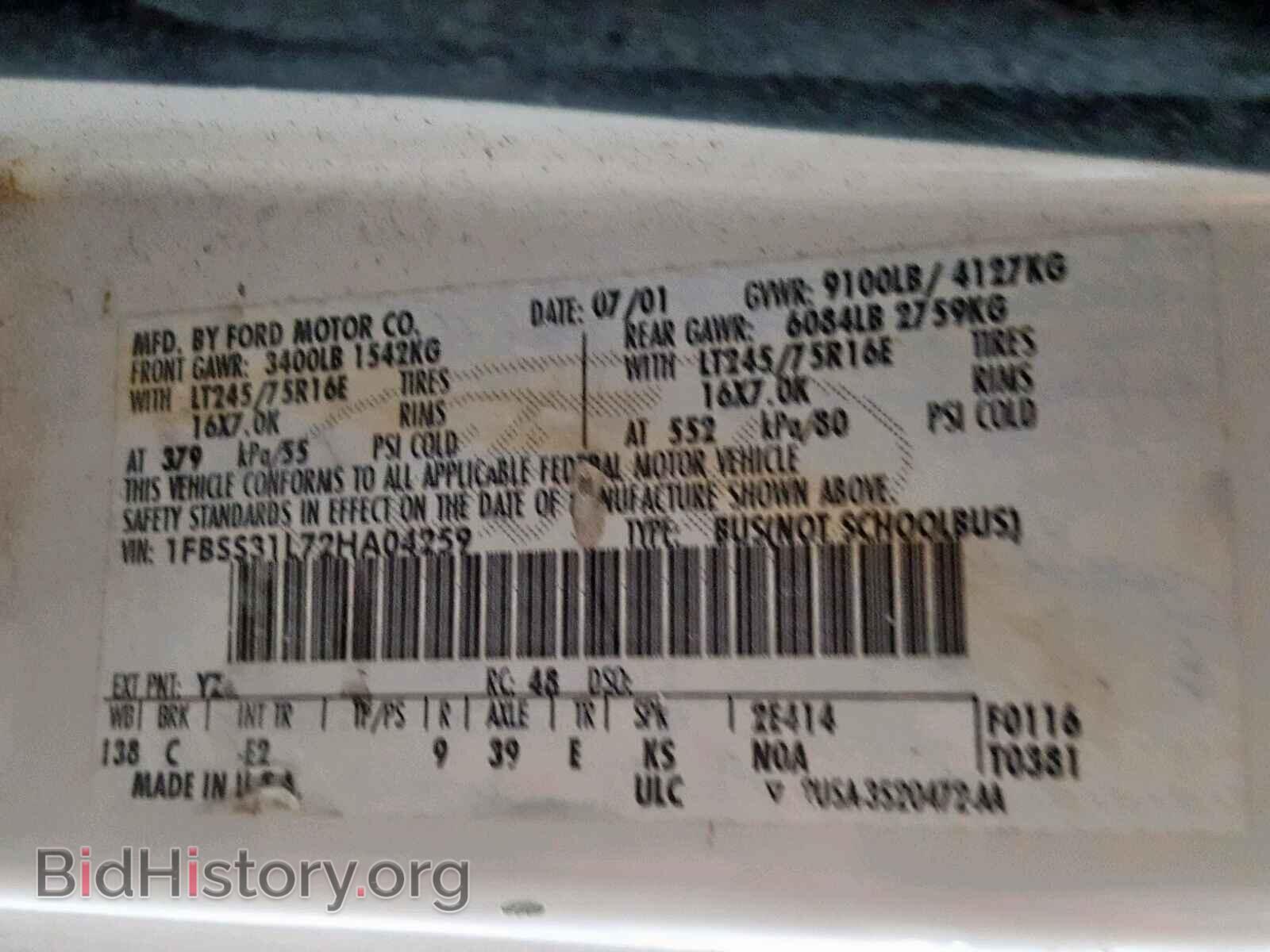 2002 FORD ECONOLINE - VIN: 1FBSS31L72HA04259 - Photo 10