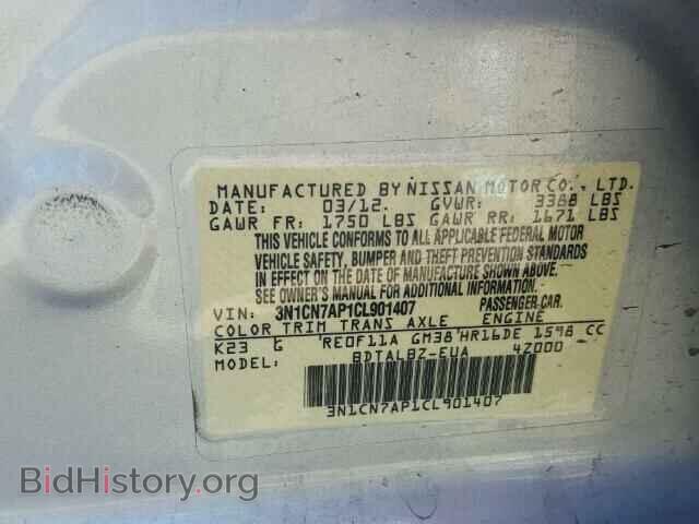 2012 NISSAN VERSA - VIN: 3N1CN7AP1CL901407 - Фото 10