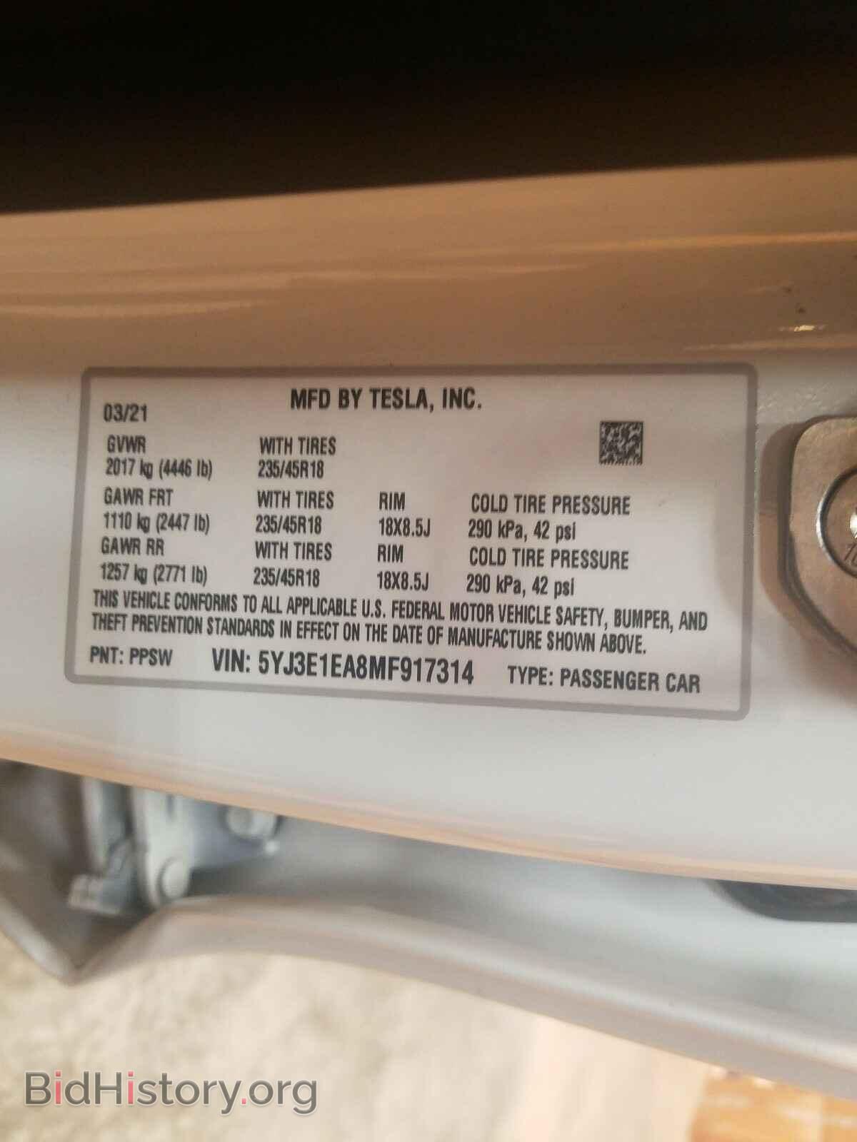 2021 TESLA MODEL 3 - VIN: 5YJ3E1EA8MF917314 - Фото 10
