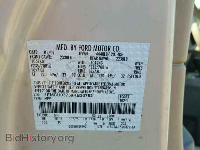 2009 FORD ESCAPE - VIN: 1FMCU03739KB30782 - Фото 10