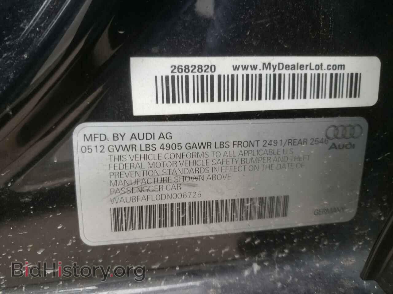 2013 AUDI A4 - VIN: WAUBFAFL0DN006725 - Фото 10