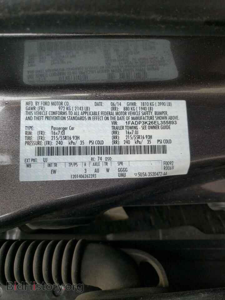 2014 FORD FOCUS - VIN: 1FADP3K26EL355893 - Фото 10