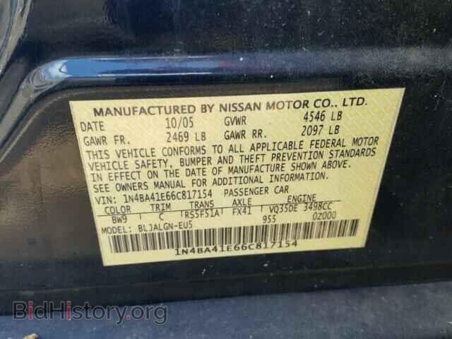 2006 NISSAN MAXIMA - VIN: 1N4BA41E66C817154 - Фото 10