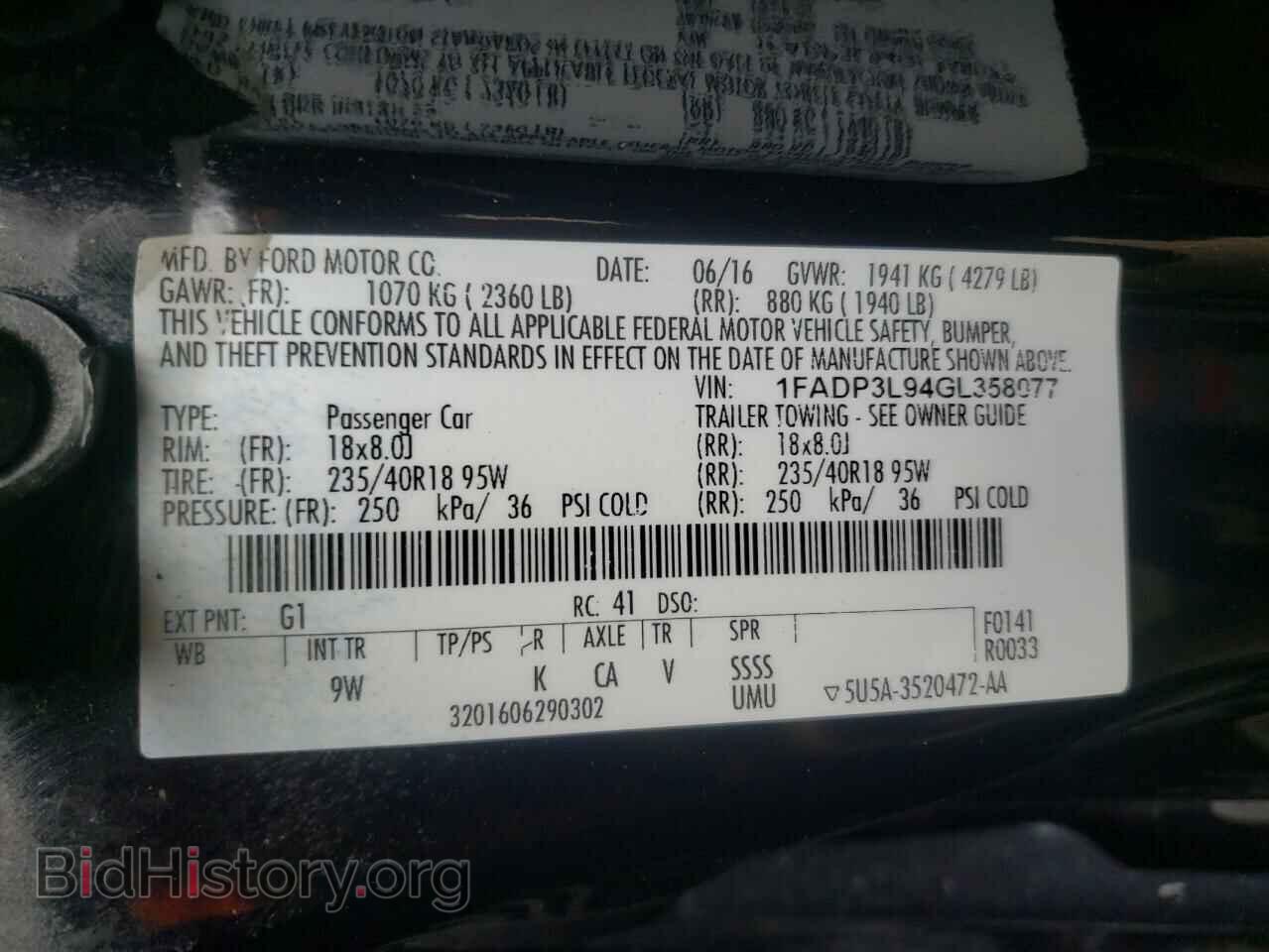 2016 FORD FOCUS - VIN: 1FADP3L94GL358077 - Фото 10