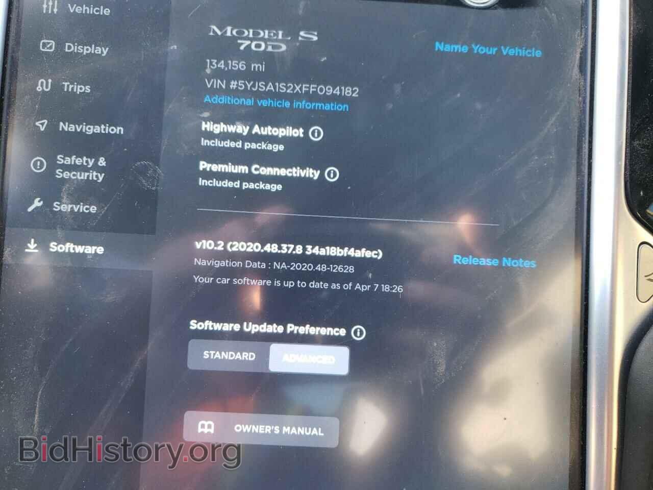 2015 TESLA MODEL S - VIN: 5YJSA1S2XFF094182 - Фото 8