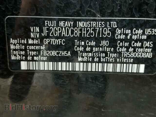 2015 SUBARU XV - VIN: JF2GPADC8FH257195 - Фото 10