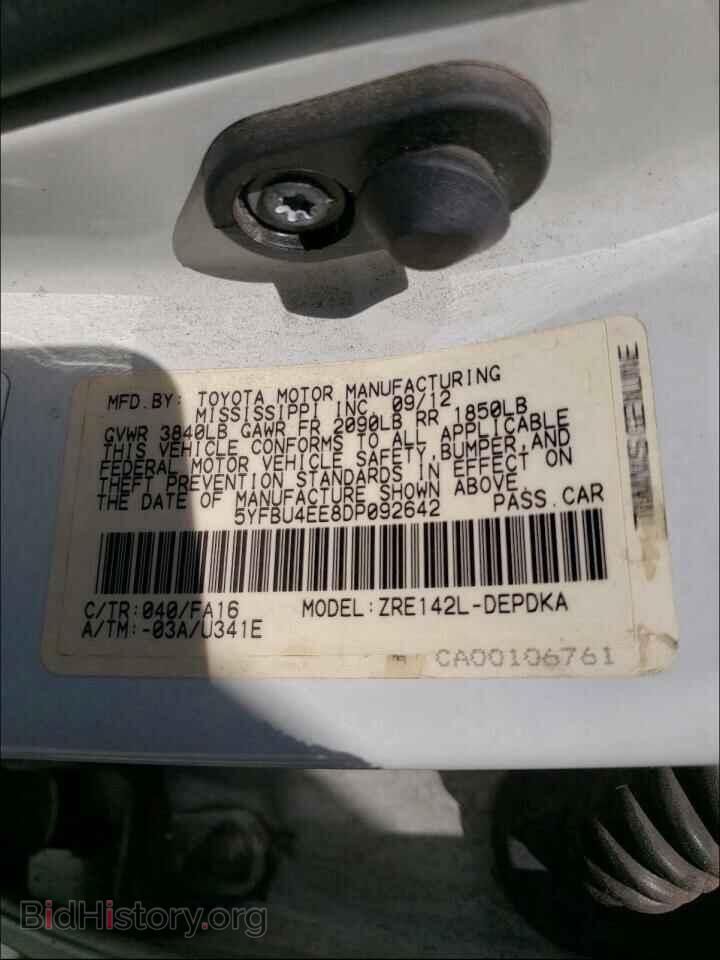 2013 TOYOTA COROLLA - VIN: 5YFBU4EE8DP092642 - Фото 10