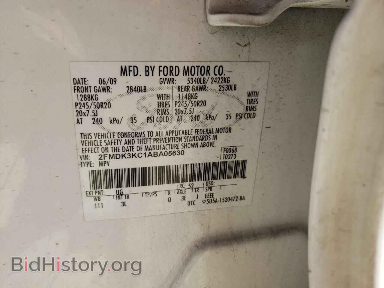 2010 FORD EDGE - VIN: 2FMDK3KC1ABA05630 - Фото 10